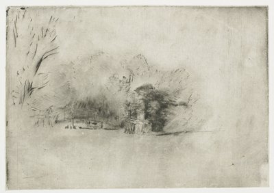 Ferme parmi les arbres - Rembrandt van Rijn