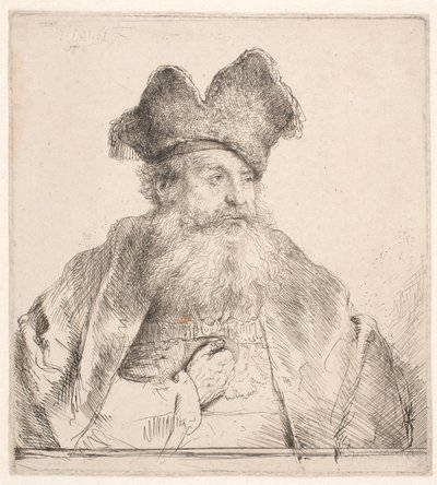 Vieil homme avec un bonnet de fourrure - Rembrandt van Rijn