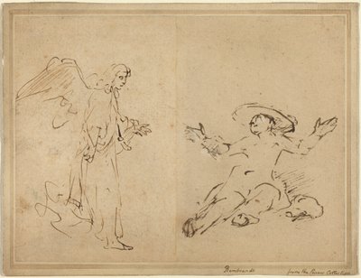 Hagar assise près de la fontaine - Rembrandt van Rijn