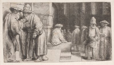 Des Juifs à la synagogue - Rembrandt van Rijn