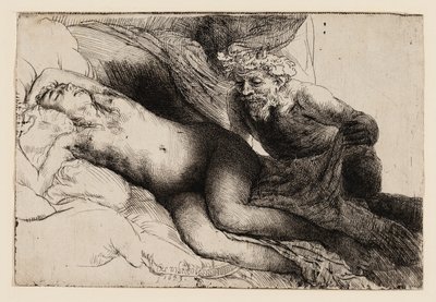 Jupiter et Antiope : La grande plaque - Rembrandt van Rijn