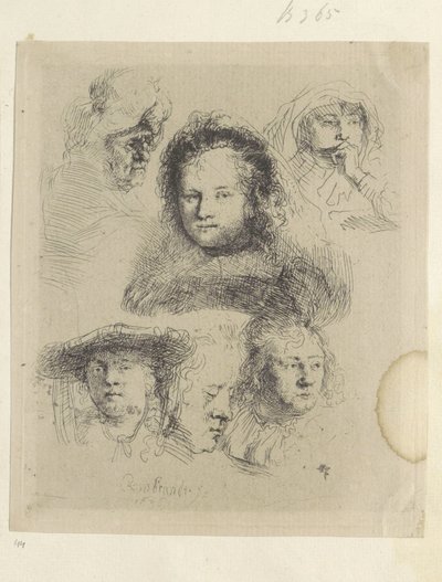 Études de têtes de Saskia et d