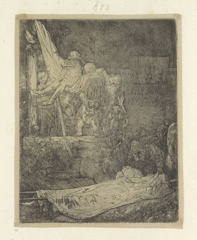 Descente de croix à la lumière des torches (Recueil de quatre-vingt-cinq estampes originales) - Rembrandt van Rijn