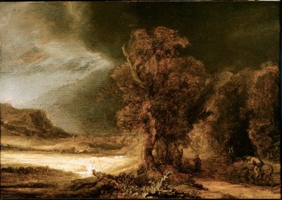 Paysage au Bon Samaritain. Peinture de Rembrandt - Rembrandt van Rijn