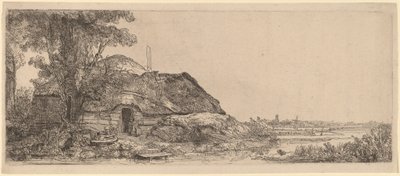 Paysage avec un cottage et un grand arbre - Rembrandt van Rijn