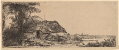 Paysage avec une chaumière et un grand arbre - Rembrandt van Rijn