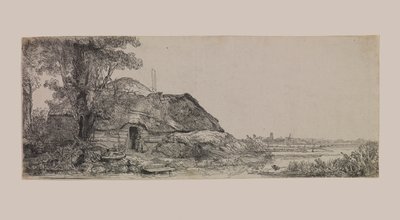 Paysage avec un cottage et un grand arbre - Rembrandt van Rijn