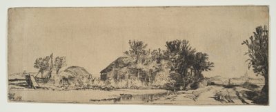 Paysage avec une ferme le long d
