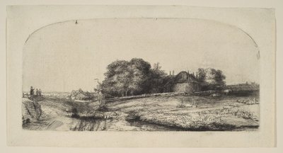 Paysage avec une grange à foin et un troupeau de moutons, 1652 - Rembrandt van Rijn