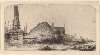 Paysage avec un obélisque - Rembrandt van Rijn