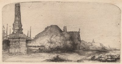 Paysage avec un obélisque, vers 1650 - Rembrandt van Rijn