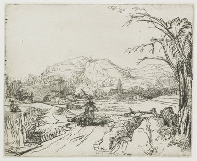 Paysage avec un sportif et des chiens - Rembrandt van Rijn