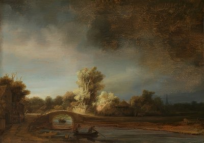 Paysage avec un pont de pierre - Rembrandt van Rijn