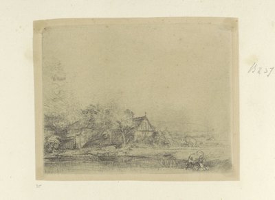 Paysage avec vaches buvant - Rembrandt van Rijn
