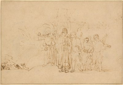 Loth et sa famille quittant Sodome - Rembrandt van Rijn