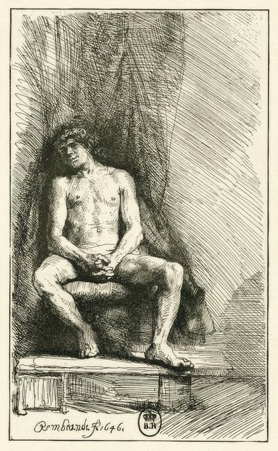 Nu masculin assis - Rembrandt van Rijn