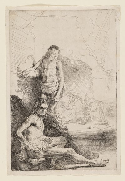 Nu masculin assis et debout - Rembrandt van Rijn