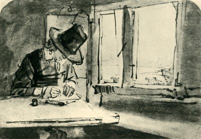 Homme dessinant à la fenêtre, milieu du 17ème siècle, 1943 - Rembrandt van Rijn