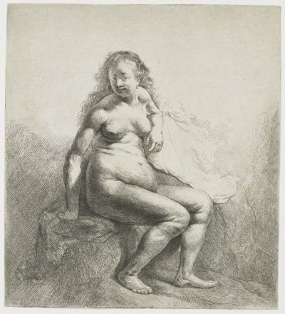 Femme nue sur une butte - Rembrandt van Rijn