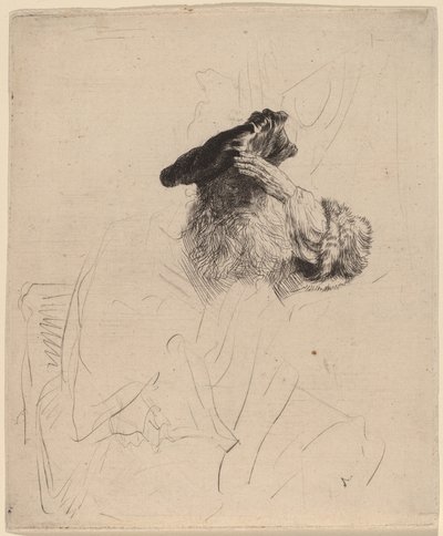 Vieil Homme Se Cachant les Yeux avec la Main - Rembrandt van Rijn