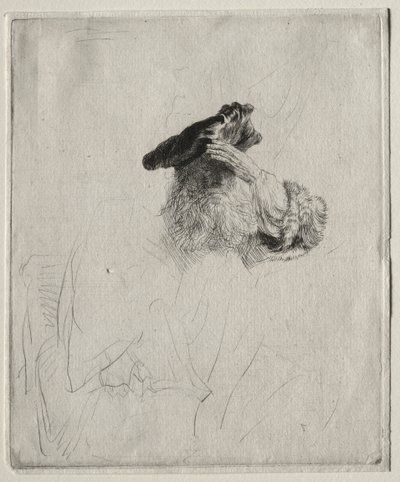 Vieil homme se protégeant les yeux avec sa main - Rembrandt van Rijn