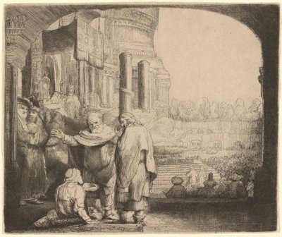 Pierre et Jean guérissant le paralytique à la porte du temple - Rembrandt van Rijn