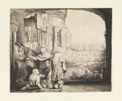 Pierre et Jean guérissant le paralytique à la porte du temple - Rembrandt van Rijn