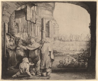 Pierre et Jean guérissant le paralytique à la porte du temple - Rembrandt van Rijn