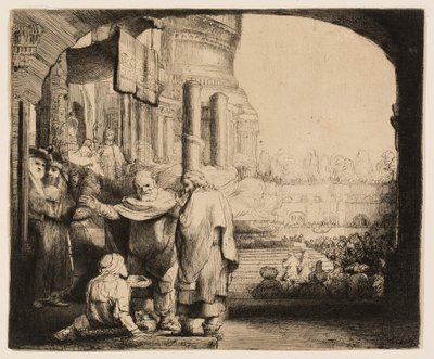 Pierre et Jean guérissant le paralytique à la porte du temple - Rembrandt van Rijn