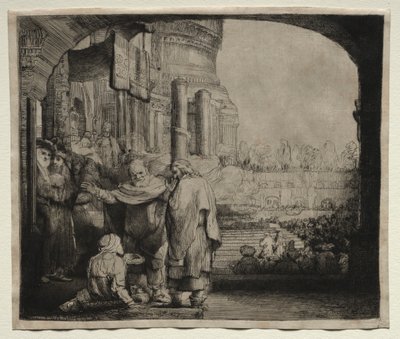 Pierre et Jean guérissant le paralytique à la porte du Temple - Rembrandt van Rijn
