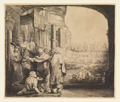 Pierre et Jean à la porte du Temple - Rembrandt van Rijn