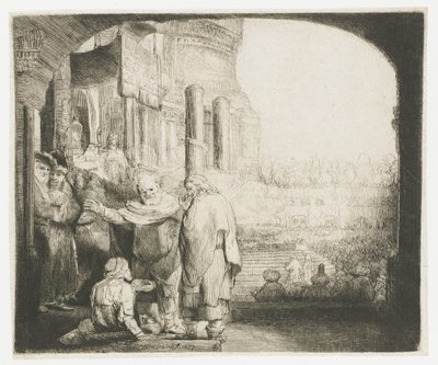 Pierre et Jean guérissant le paralytique à la porte du temple - Rembrandt van Rijn