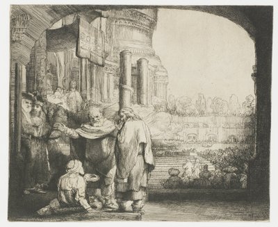 Pierre et Jean guérissant le paralytique à la porte du temple - Rembrandt van Rijn