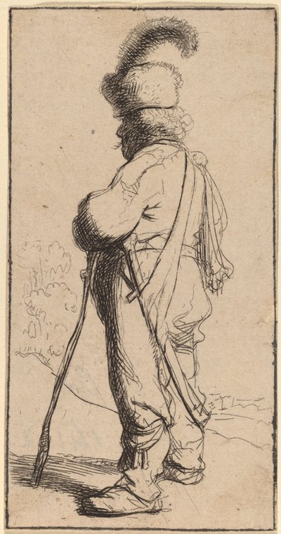 Polonais appuyé sur un bâton - Rembrandt van Rijn