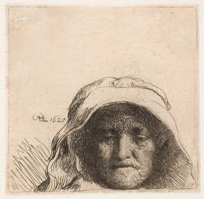 La mère de Rembrandt : tête seule, de face - Rembrandt van Rijn