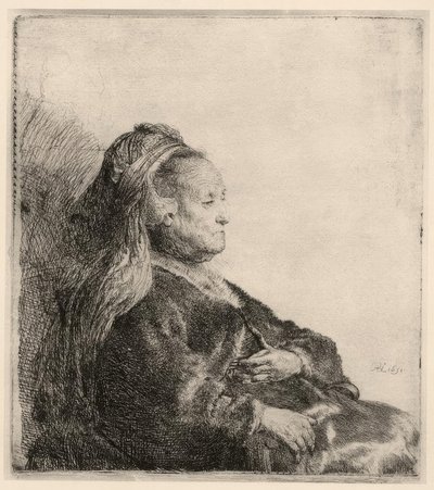 La mère de Rembrandt, en coiffe orientale - Rembrandt van Rijn