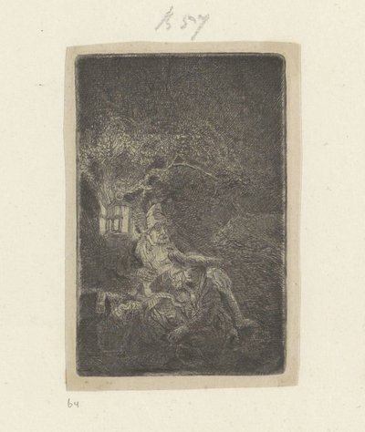 Repos pendant la fuite en Égypte la nuit - Rembrandt van Rijn