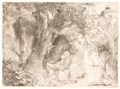 Saint François sous un arbre, priant - Rembrandt van Rijn
