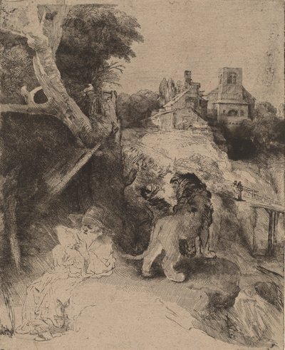 Saint Jérôme lisant dans un paysage italien, vers 1653 - Rembrandt van Rijn
