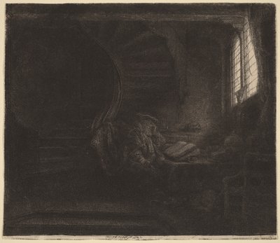 Saint Jérôme dans une chambre sombre - Rembrandt van Rijn