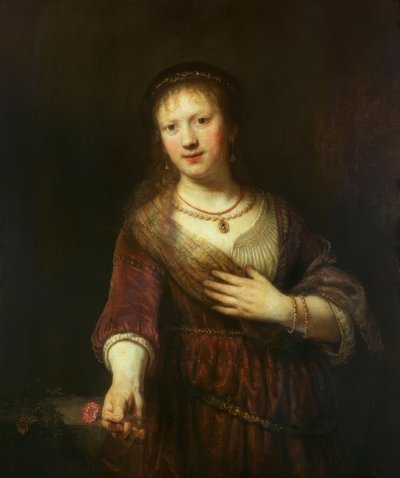 Saskia avec la fleur rouge - Rembrandt van Rijn