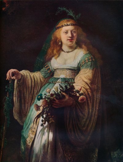Saskia van Uylenburgh en costume arcadien, 1635 - Rembrandt van Rijn