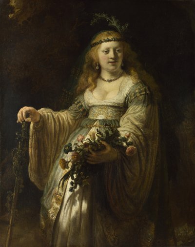 Saskia van Uylenburgh en costume arcadien, 1635 - Rembrandt van Rijn