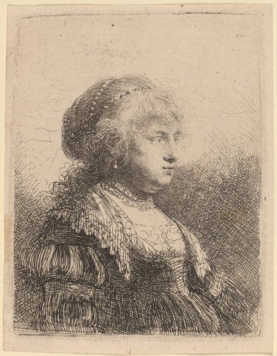 Saskia avec des Perles dans les Cheveux - Rembrandt van Rijn