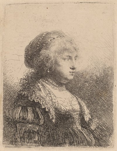 Saskia avec des perles dans les cheveux, 1634 - Rembrandt van Rijn