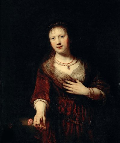 Saskia avec la fleur rouge - Rembrandt van Rijn
