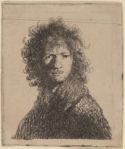 Autoportrait, fronçant les sourcils - Rembrandt van Rijn