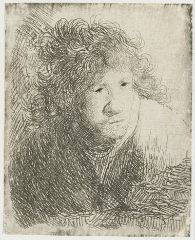 Autoportrait, penché en avant, écoutant, 1628 - Rembrandt van Rijn