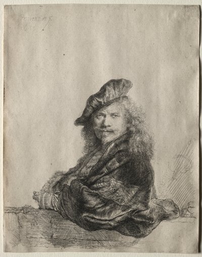 Autoportrait appuyé sur un rebord de pierre, 1639 - Rembrandt van Rijn