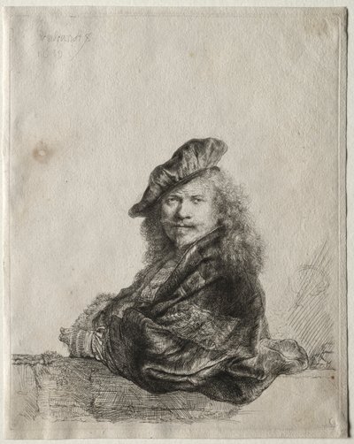 Autoportrait appuyé sur un rebord de pierre, 1639 - Rembrandt van Rijn